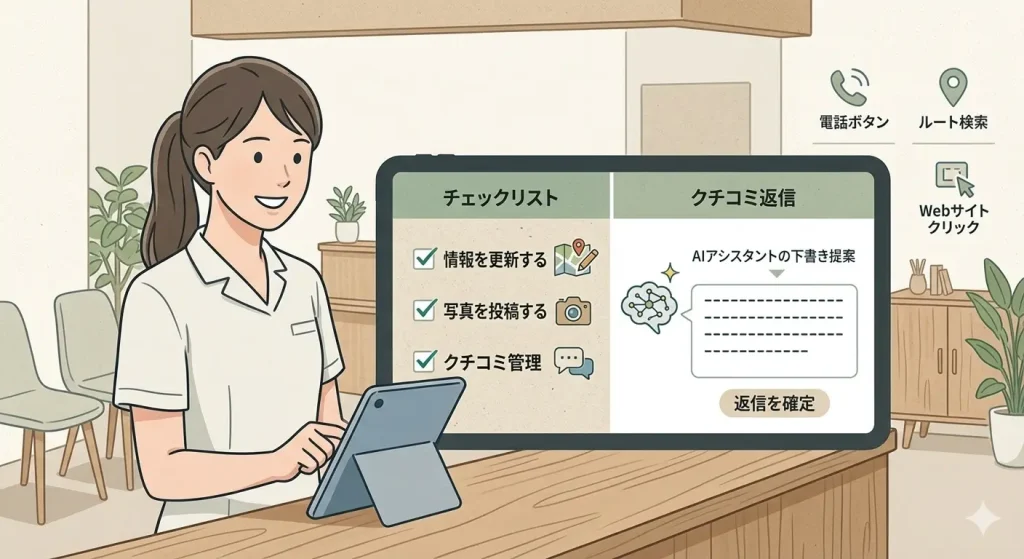 メディココンサルティングのMEOツール メディコローカルの説明イラスト